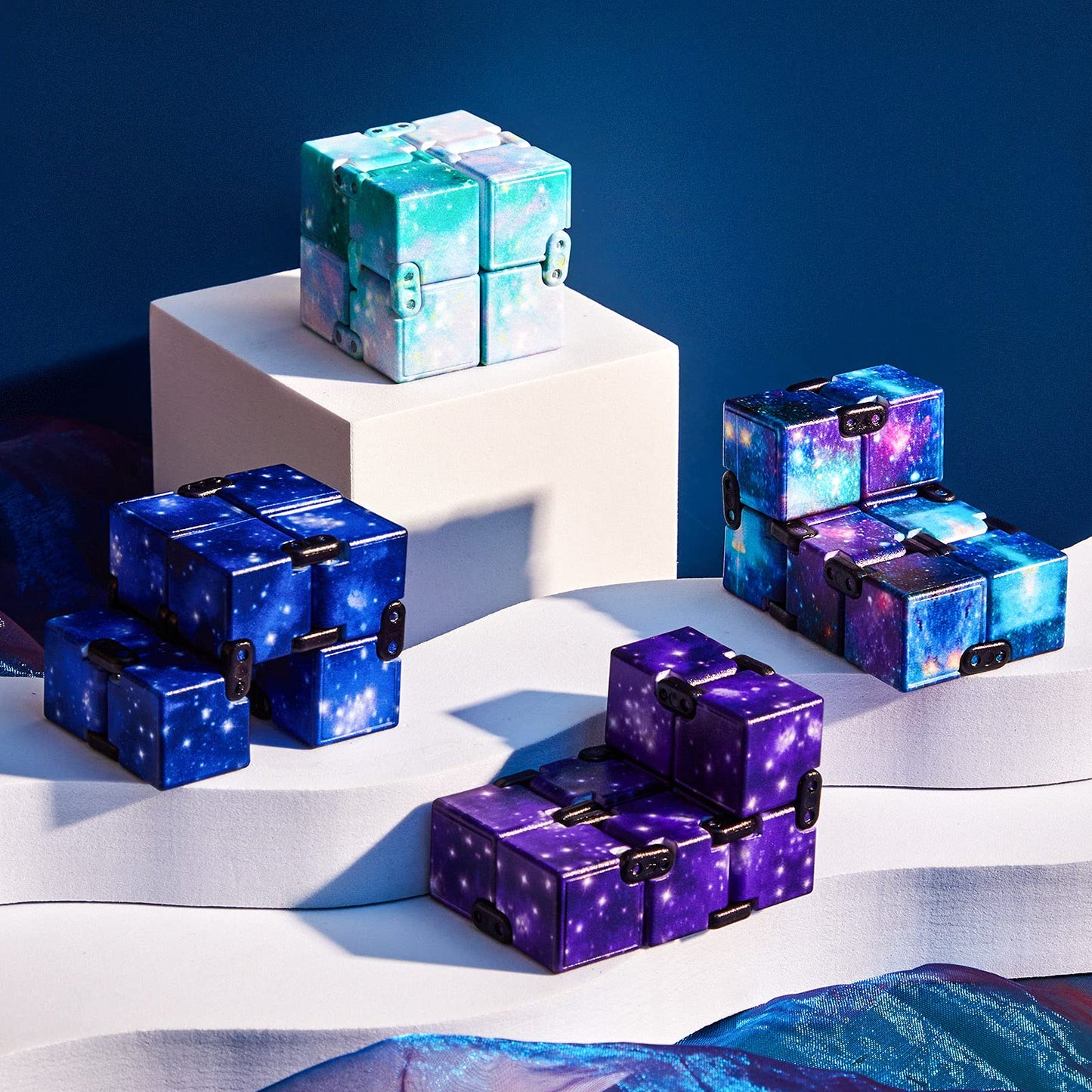 Skylety Starry Infinity Cube – 4-Pack Anxiety Relief Fidget Toy for Adults