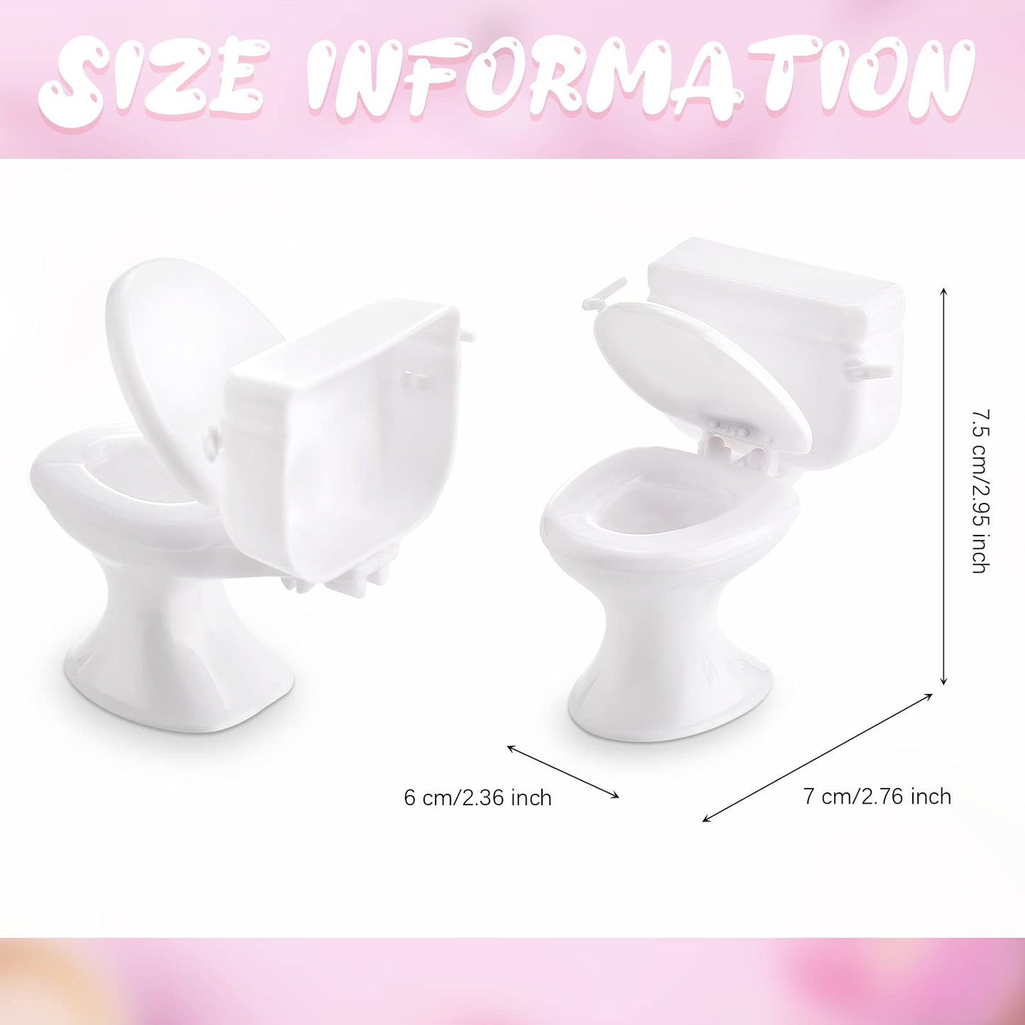 Skylety 2-Piece Mini Dollhouse Toilet Seat – White, Realistic Bath Accessory