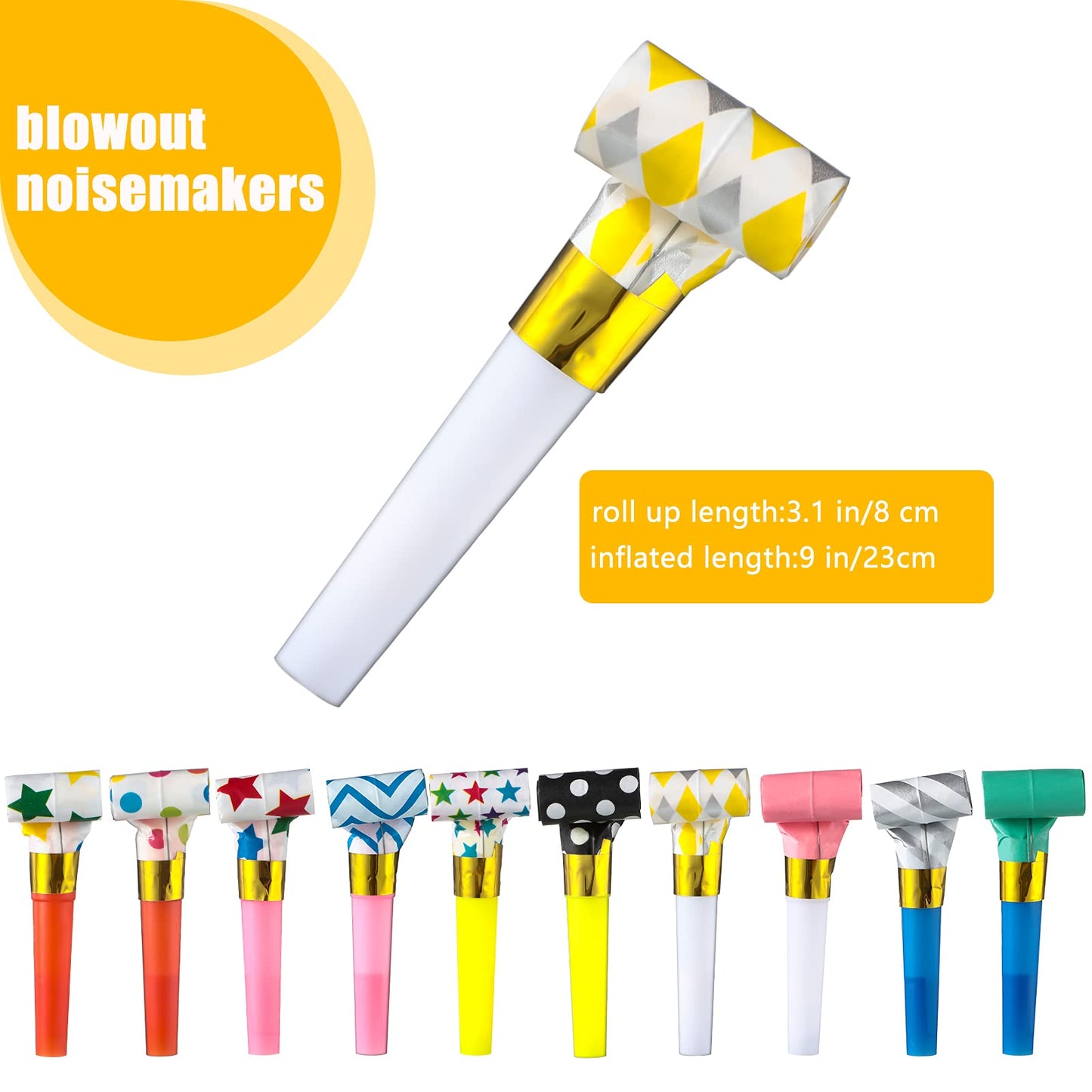 Skylety 20 Pcs New Years Party Blowers – Colorful Noisemakers