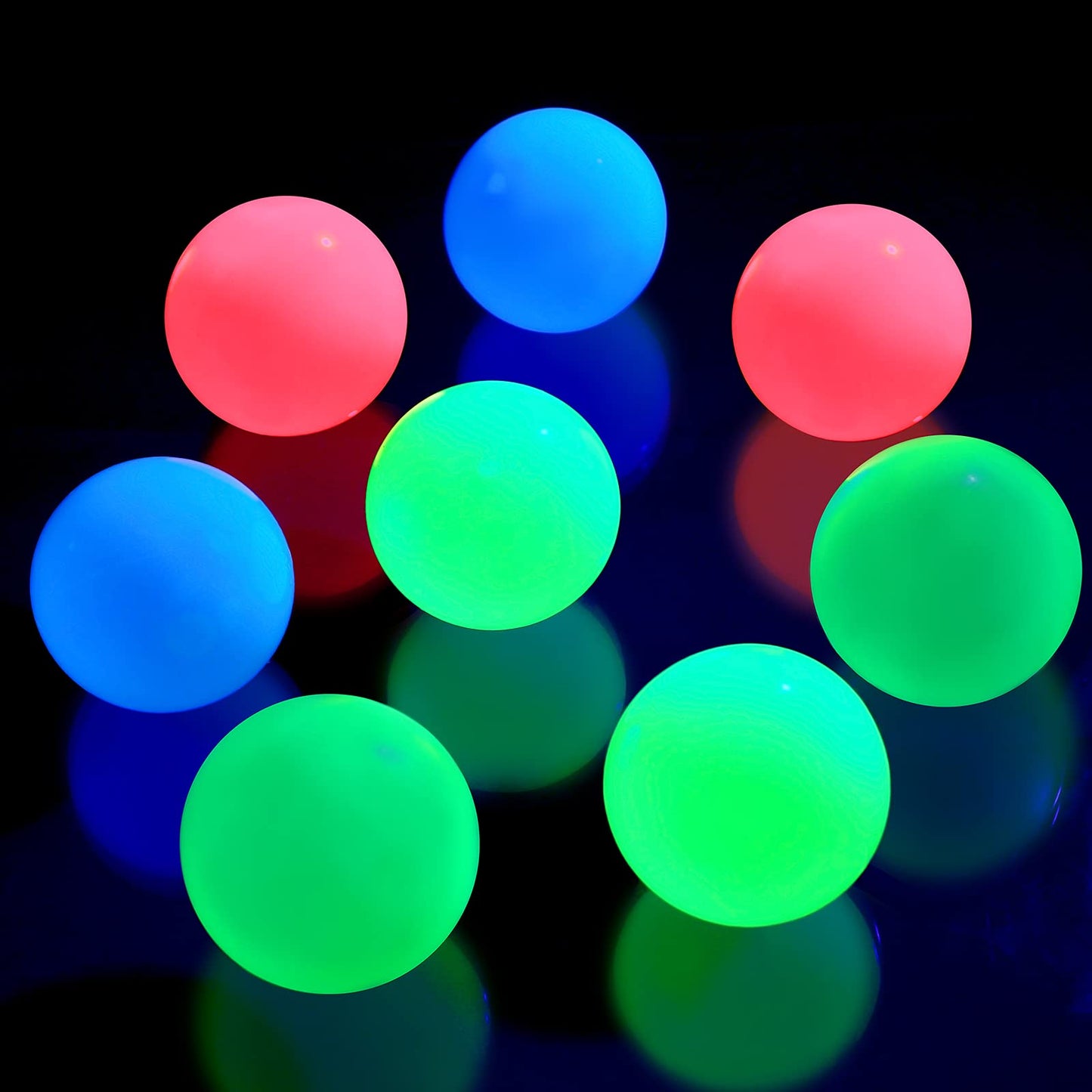 Skylety 8 Pieces Glow in the Dark Sticky Balls – 1.8 Inch Ceiling Lumi Balls (Pink, Yellow, Blue, Green)