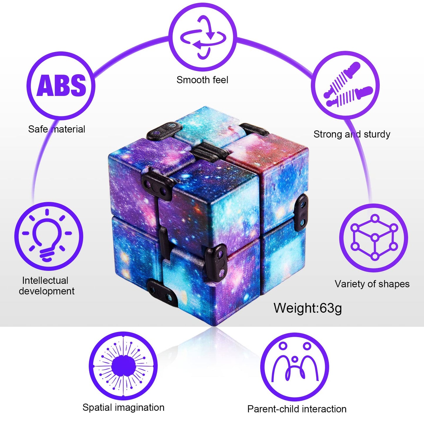 Skylety Starry Infinity Cube – 4-Pack Anxiety Relief Fidget Toy for Adults
