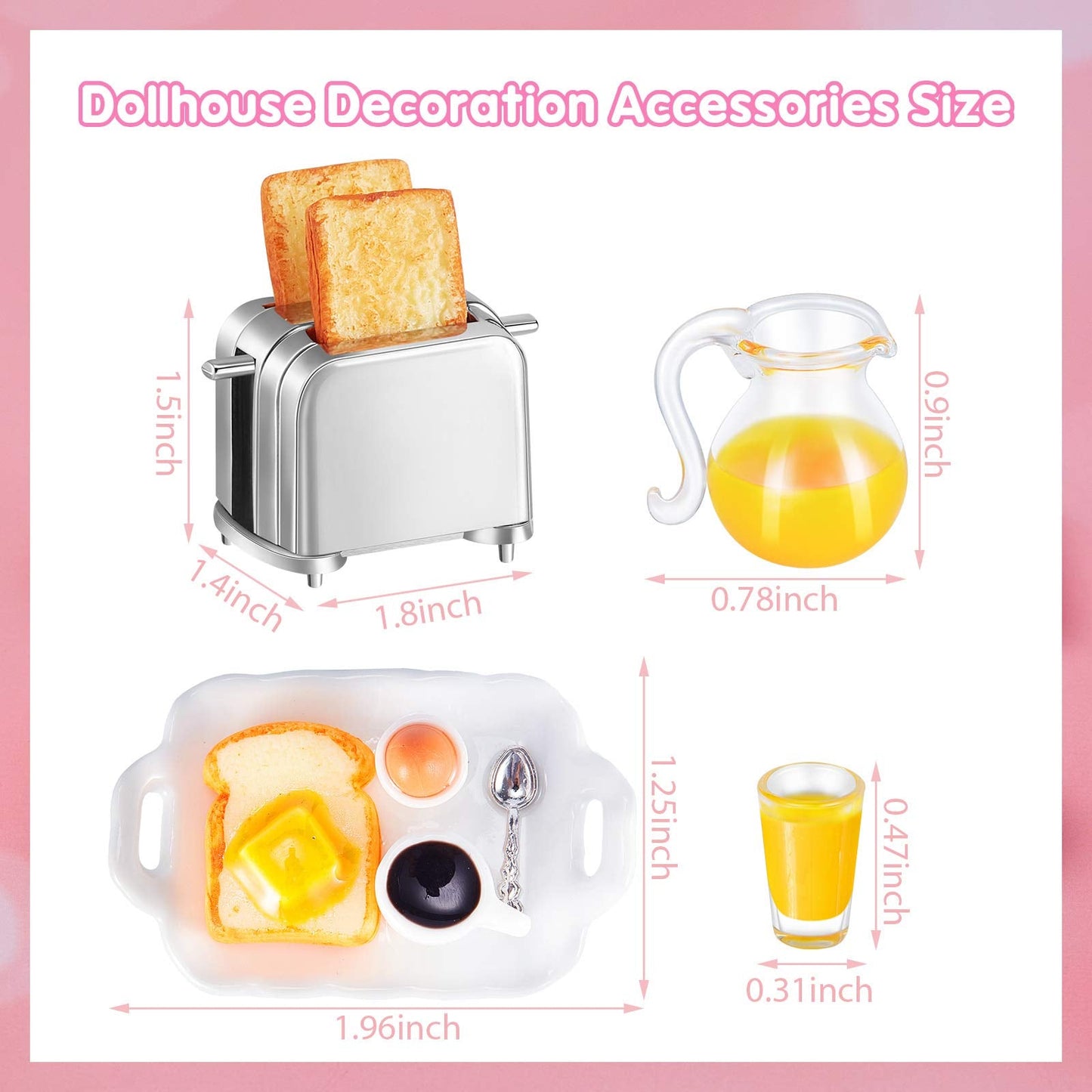 Skylety Dollhouse Breakfast Set | 1:12/1:6 Mini Kitchen Accessories – Bread Machine, Juice Jug & Toast