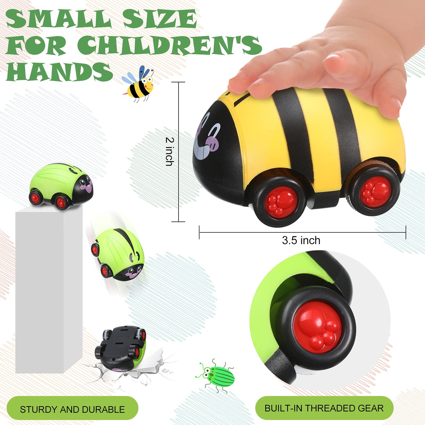 Skylety 6-Piece Animals Pull Back Cars | Friction-Powered Push & Go Vehicle Playset