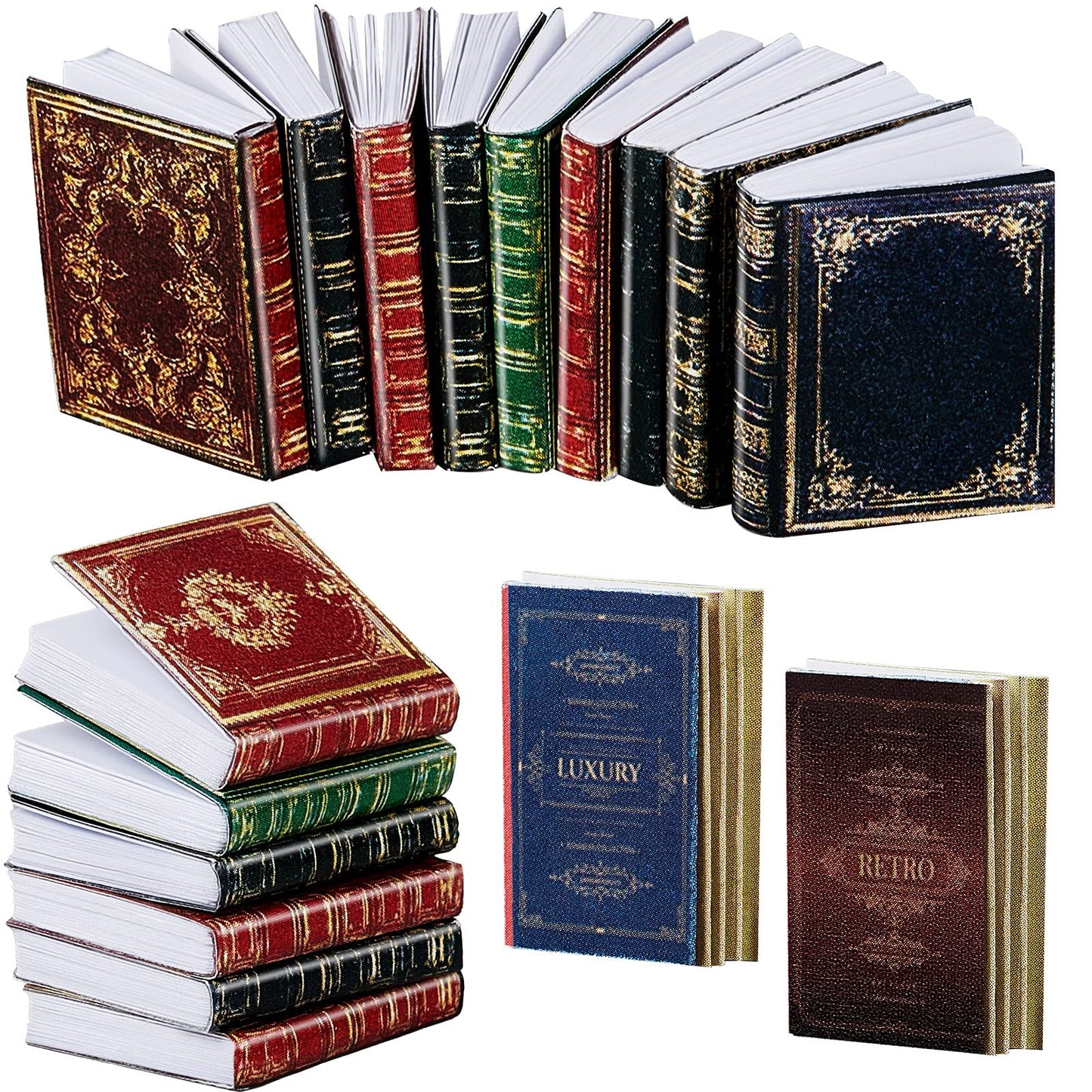 Skylety 24-Piece 1:12 Scale Miniature Books Set for Dollhouses