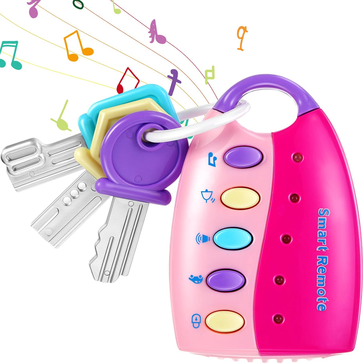 Skylety Musical Smart Remote Car Key Toy – Pink | Lights, Sounds & Learning