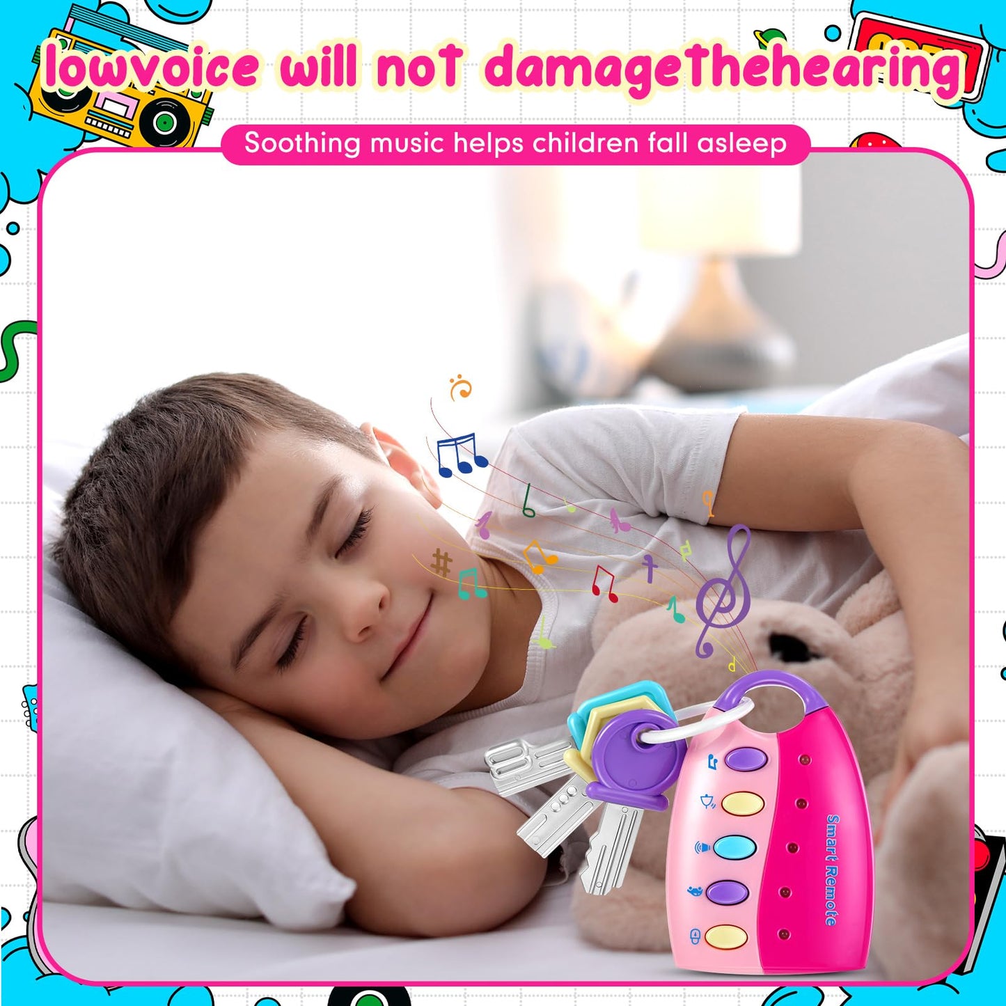 Skylety Musical Smart Remote Car Key Toy – Pink | Lights, Sounds & Learning