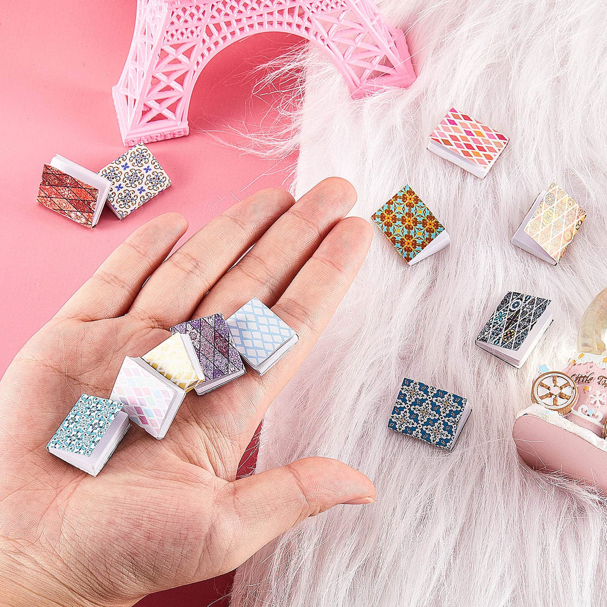Skylety 24-Piece 1:12 Scale Miniature Books for Dollhouses | Colorful Small Books Accessories