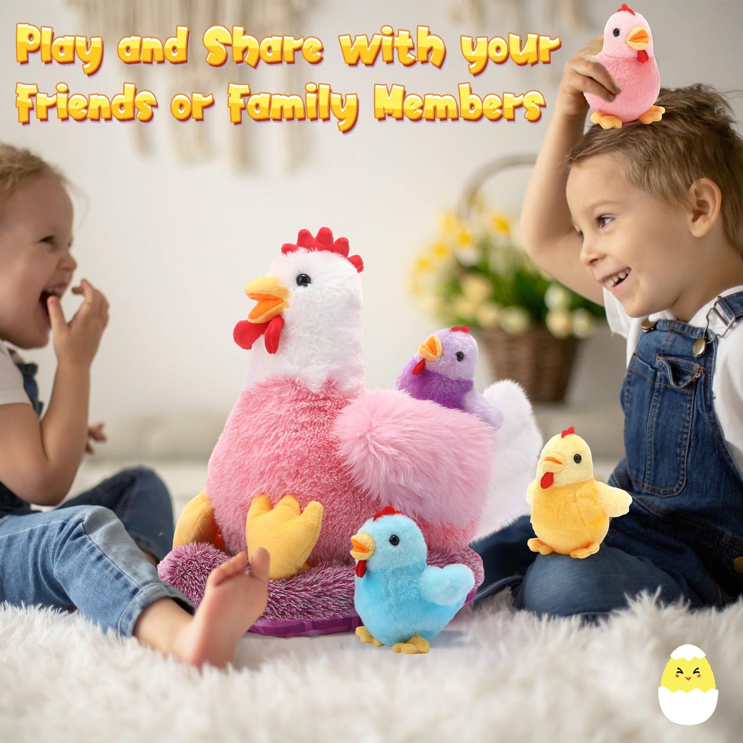 Skylety 6 Pcs Chicken Stuffed Animals with Baby Chicks Inside – Farm Plush Hen & Chicks Set | Chic Style