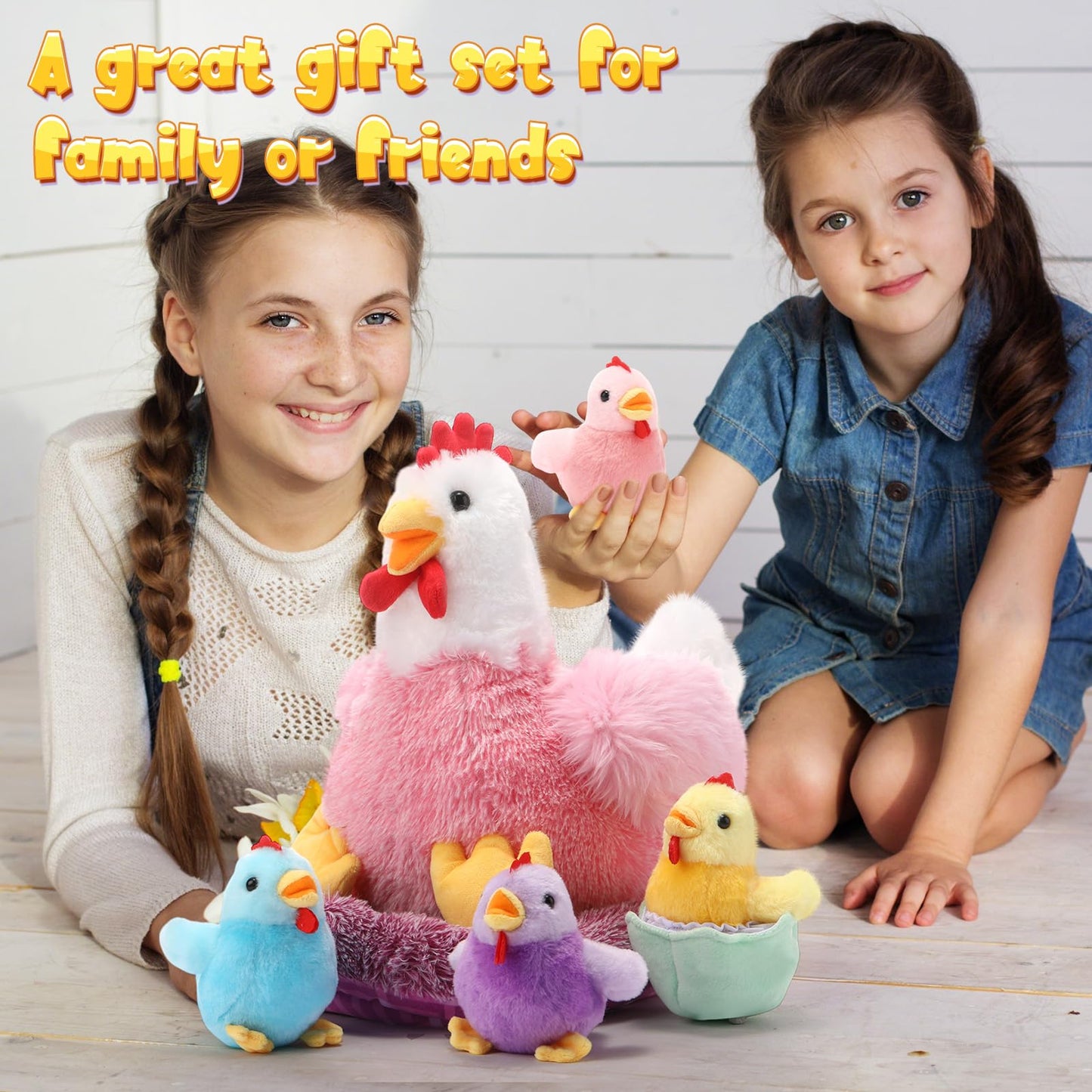 Skylety 6 Pcs Chicken Stuffed Animals with Baby Chicks Inside – Farm Plush Hen & Chicks Set | Chic Style