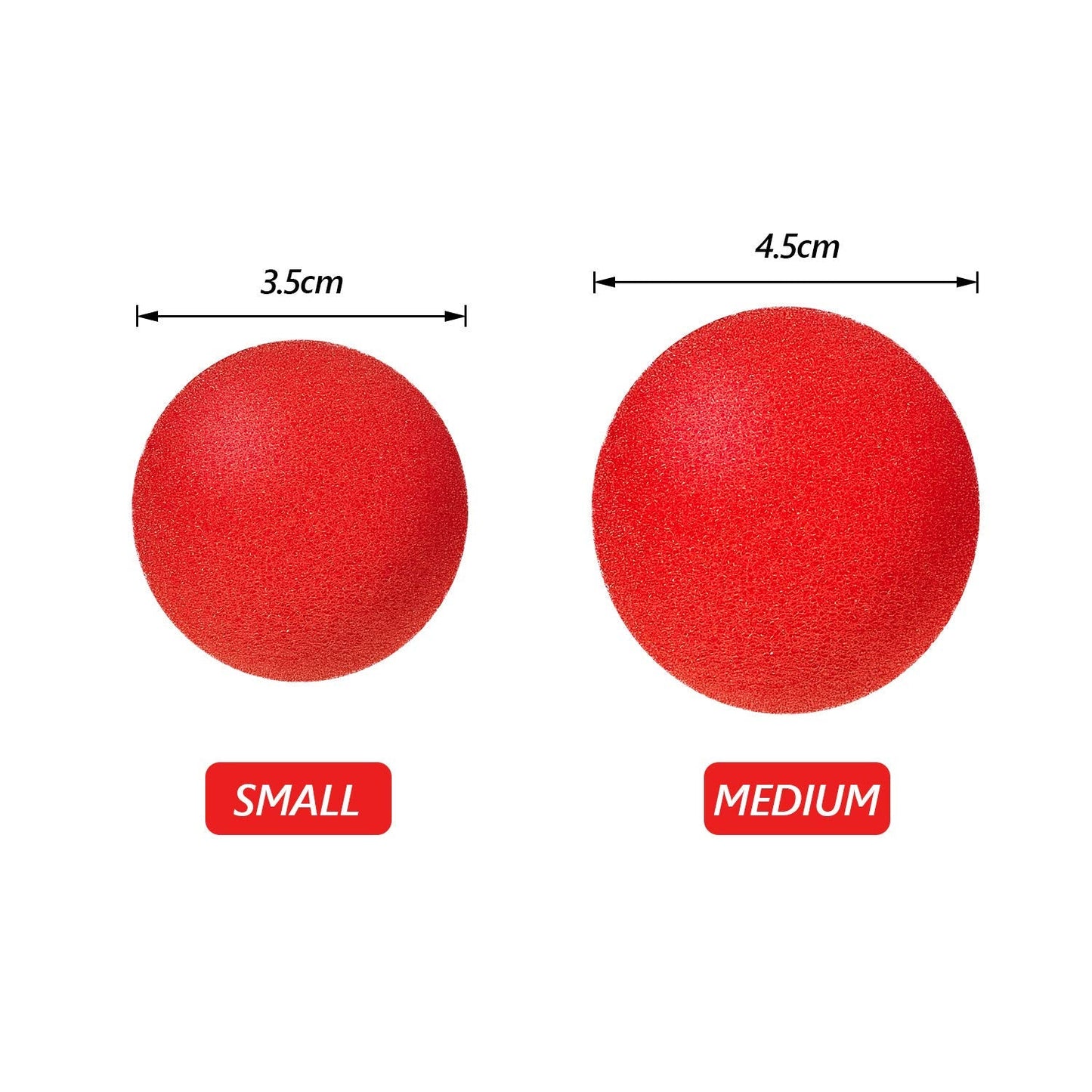 Skylety 20 Pcs Red Sponge Balls – Soft Magic Balls for Close-Up Tricks (1.4 & 1.8 in)
