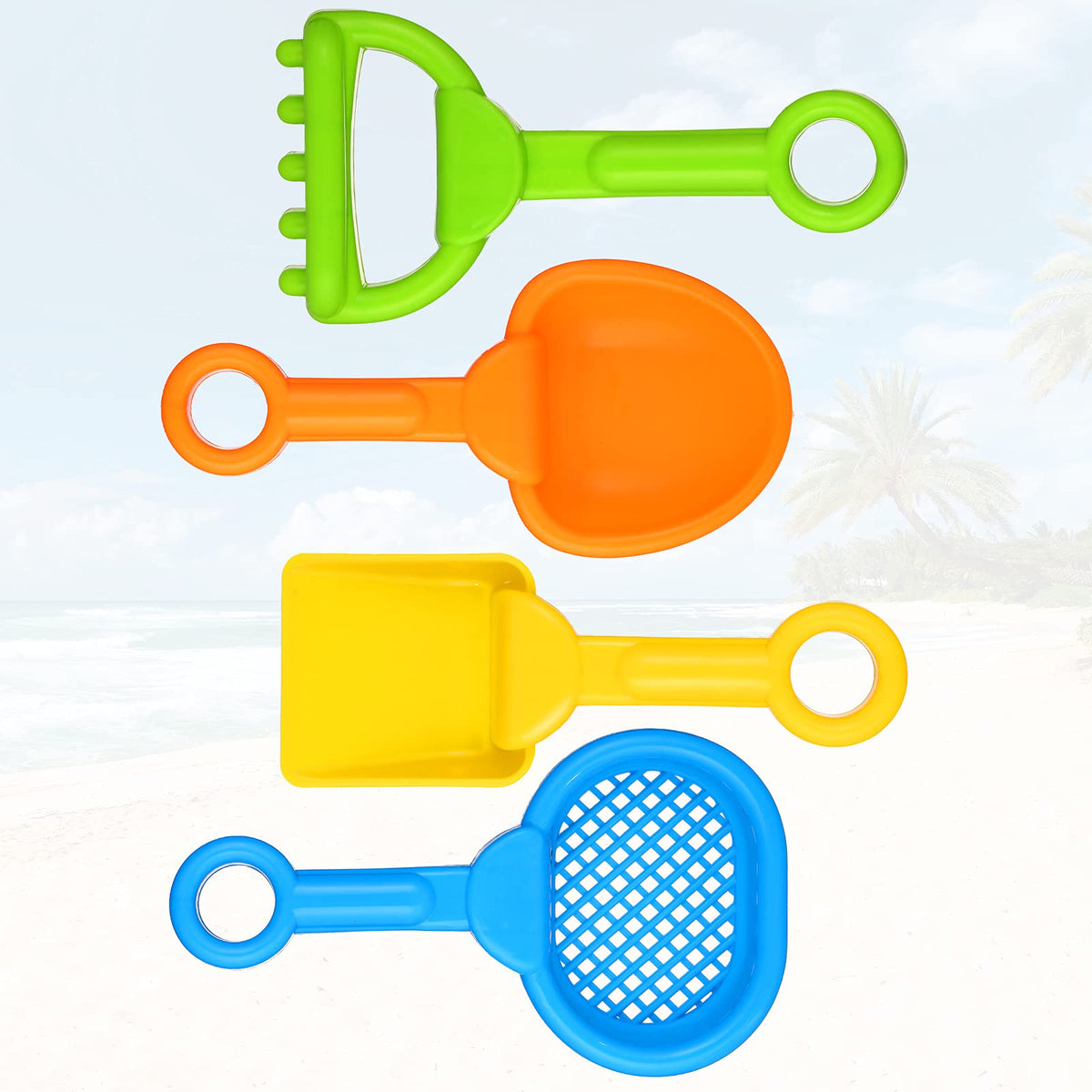 Skylety 8-Piece Colorful Sand Shovels Set for Beach, Snow & Garden