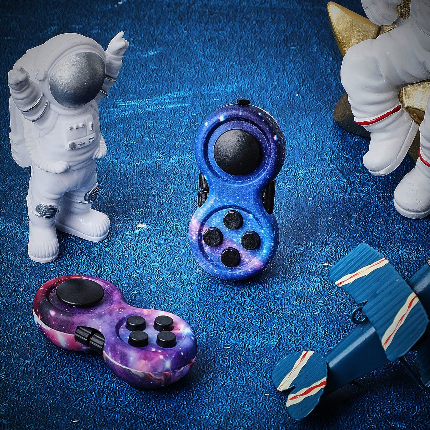 Skylety 2 Pcs Fidget Toys – Starry Purple & Starry Blue Controller Pad for Focus and Relaxation