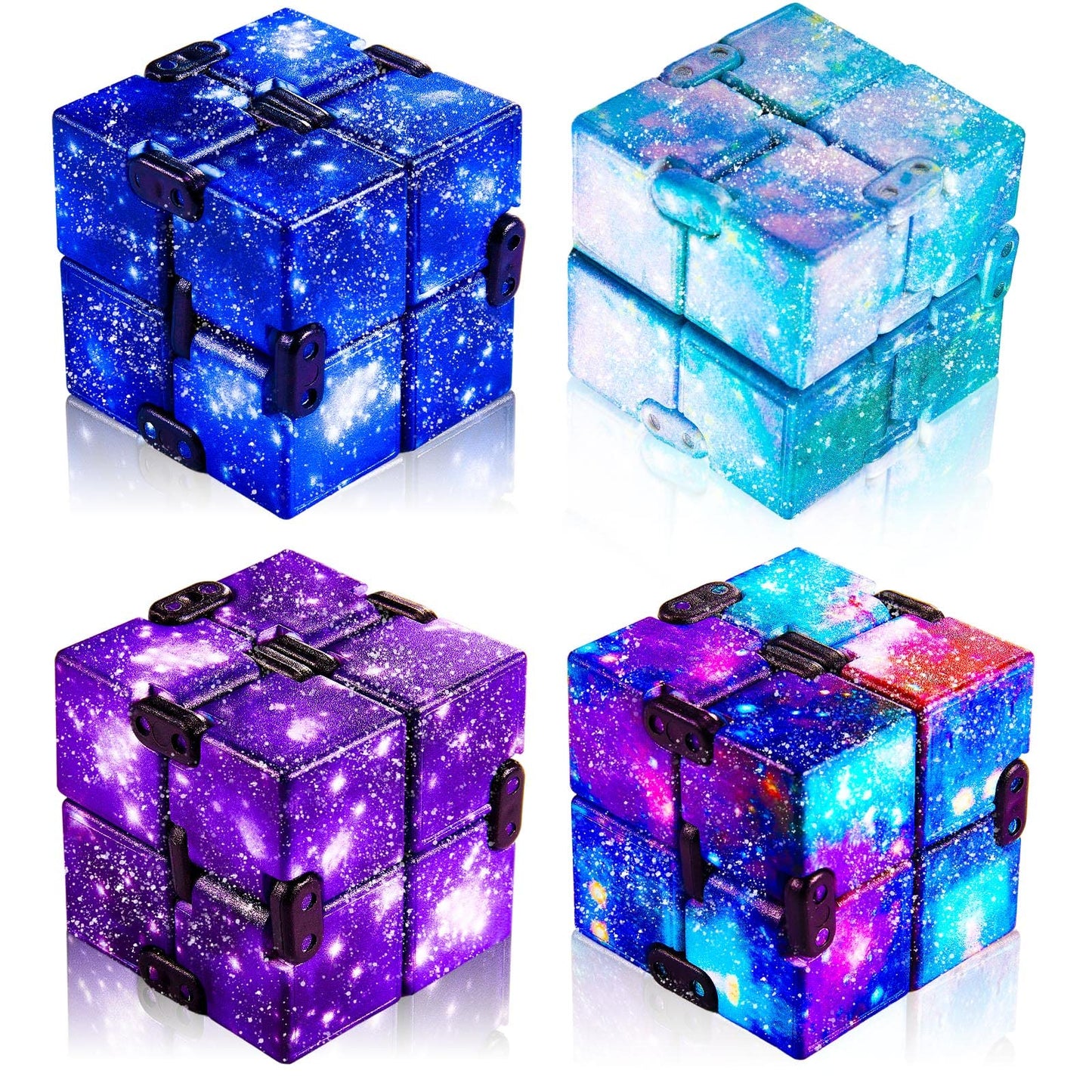 Skylety Starry Infinity Cube – 4-Pack Anxiety Relief Fidget Toy for Adults