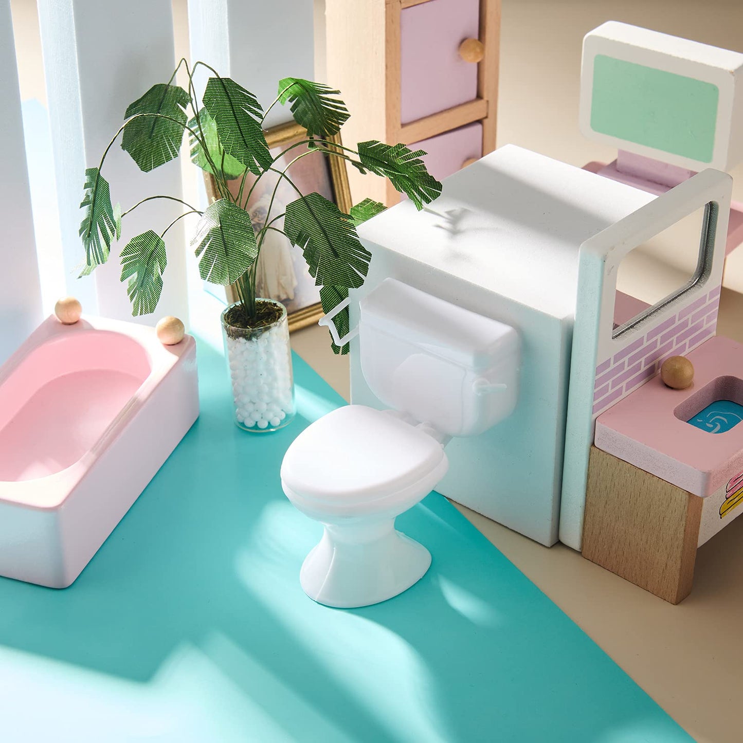 Skylety 2-Piece Mini Dollhouse Toilet Seat – White, Realistic Bath Accessory