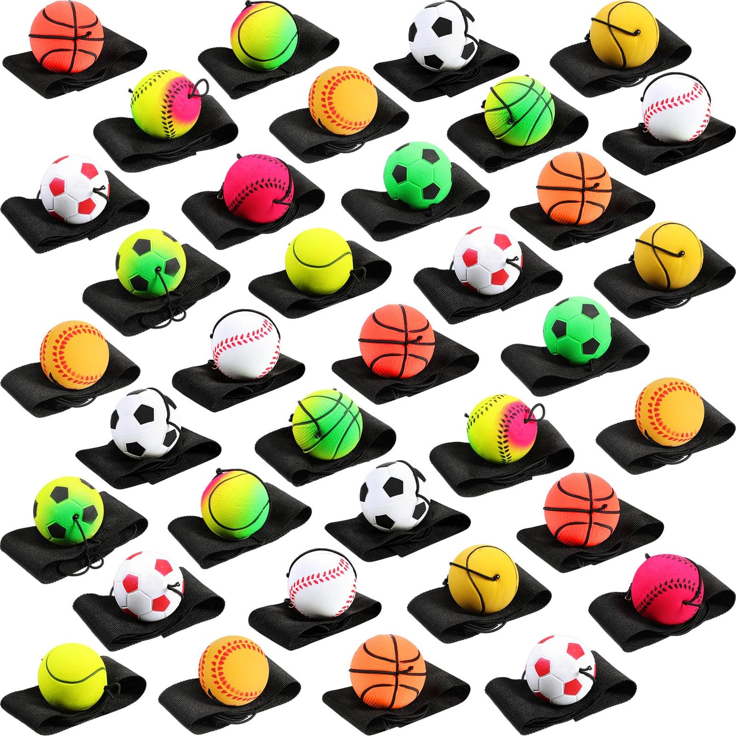 Skylety 36-Piece Wrist Return Ball on a String – 1.85" Rebound Sports Toy with Elastic Strap