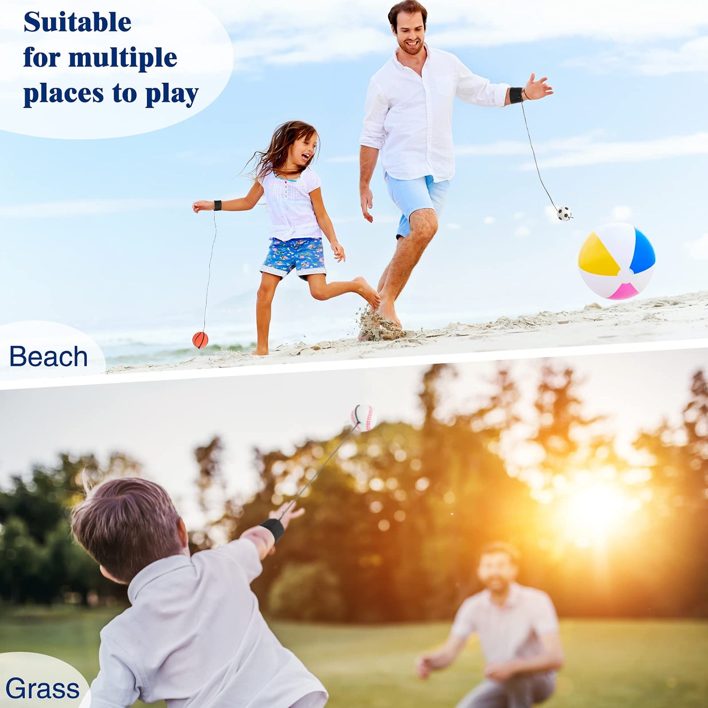 Skylety 36-Piece Wrist Return Ball on a String – 1.85" Rebound Sports Toy with Elastic Strap