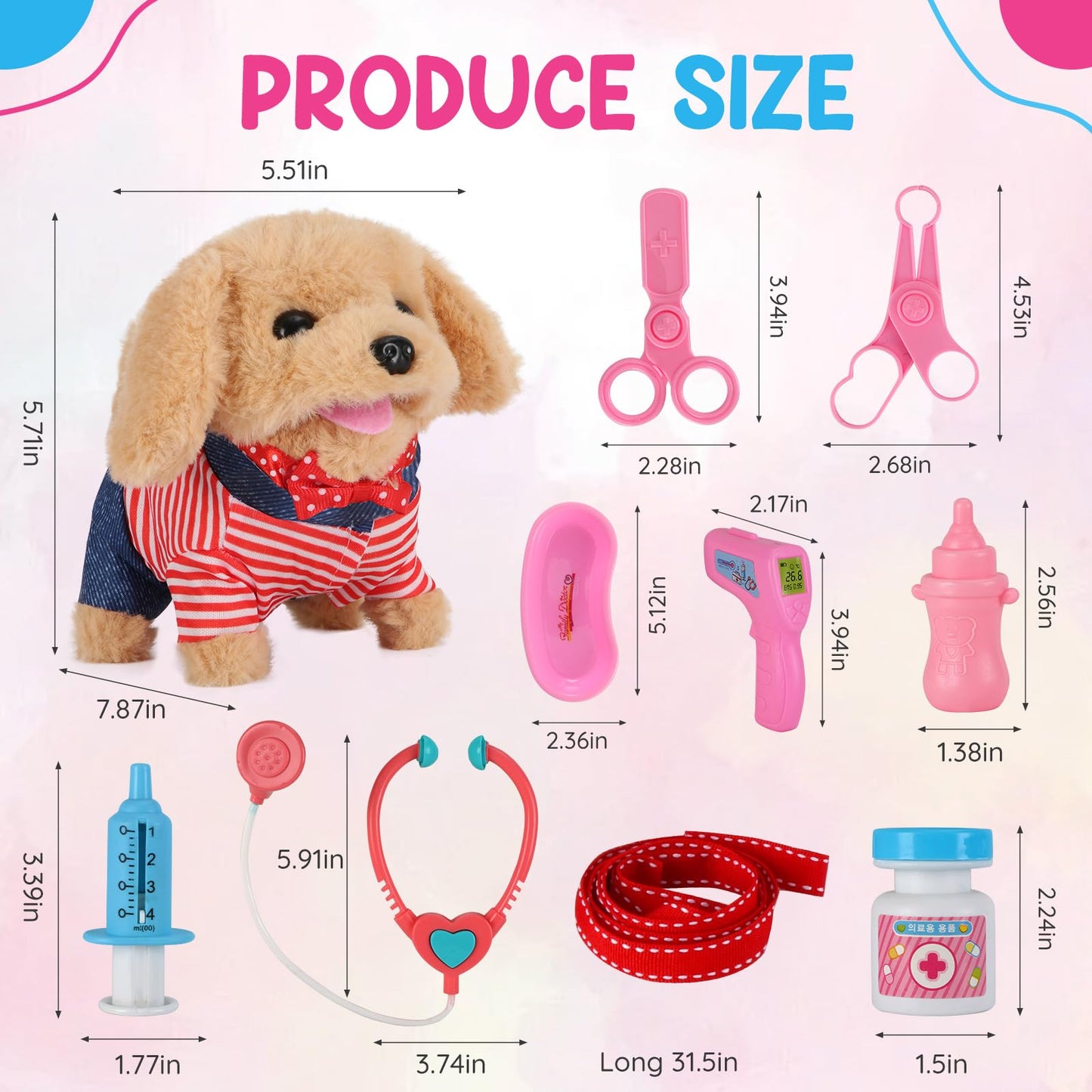 Skymetis 10-Piece Interactive Toddler Robot Dog Toy – Walking Retriever with Vet Kit & Stethoscope