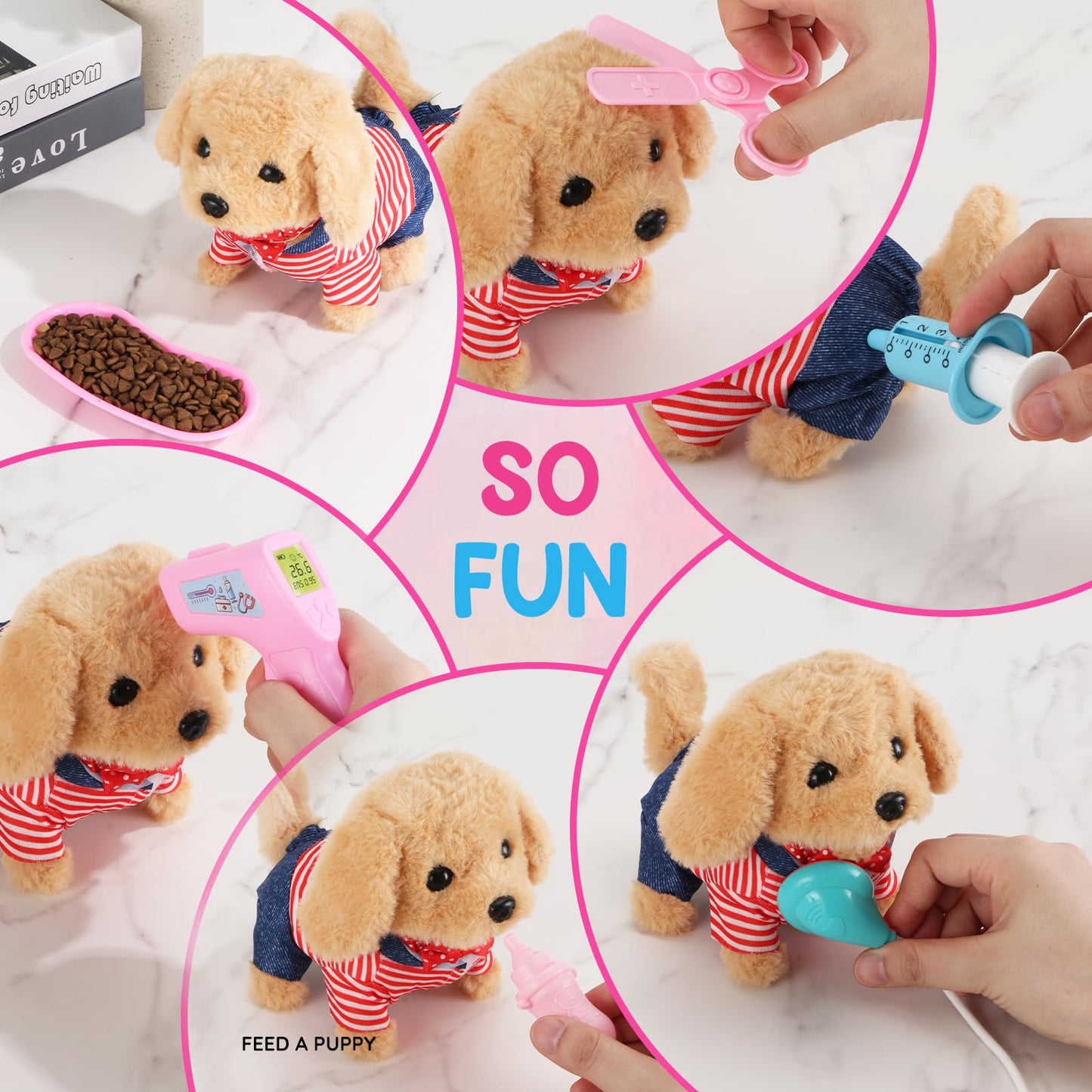 Skymetis 10-Piece Interactive Toddler Robot Dog Toy – Walking Retriever with Vet Kit & Stethoscope