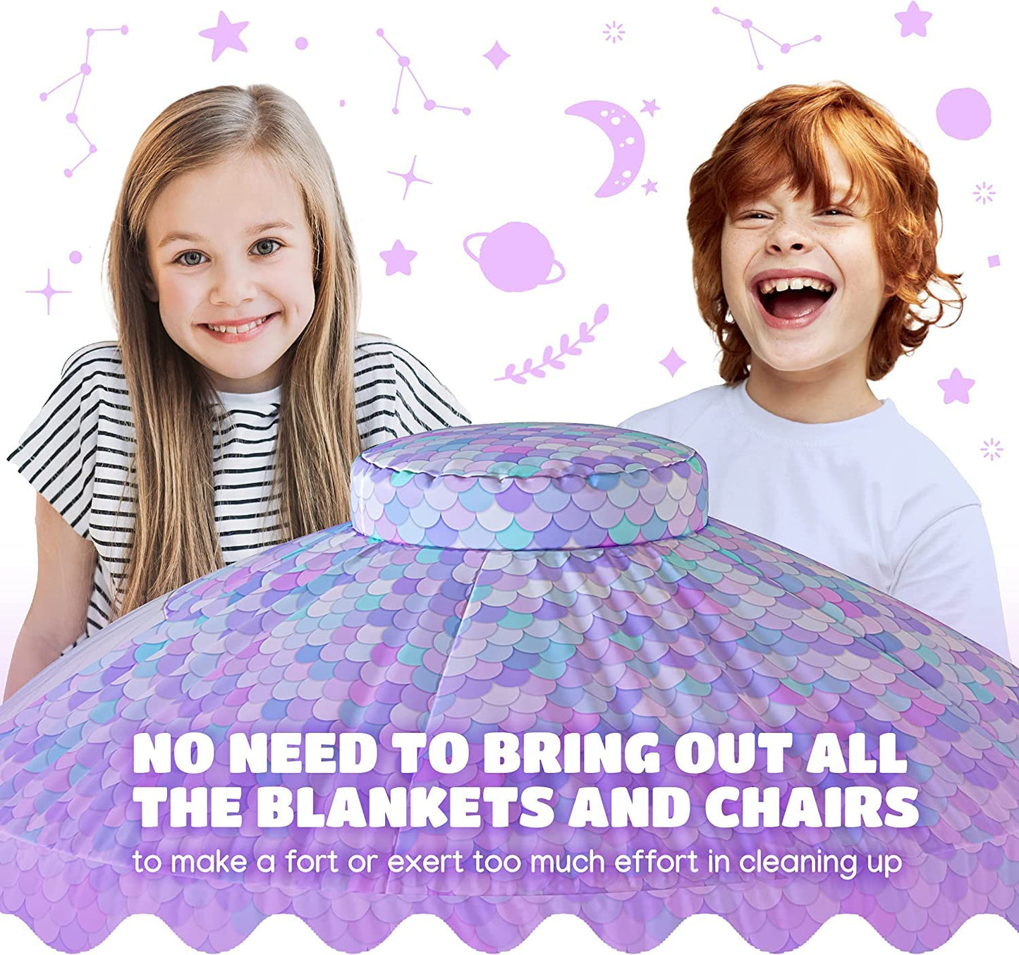 Skywin Dream Castle Den – 77x50 in Indoor Air Tent for Kids, 30-Second Setup (Fan Not Included)