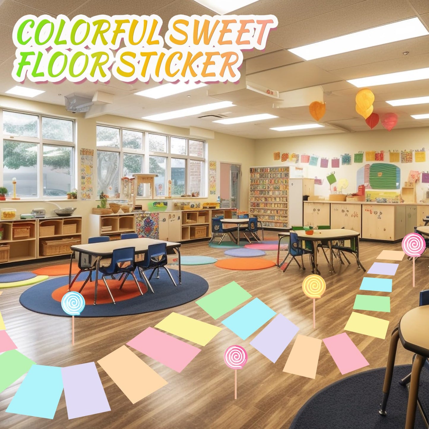 Skyygemm 30 Pcs Pastel Floor Stickers – 16x10 Inch PVC Pathway & Party Decals