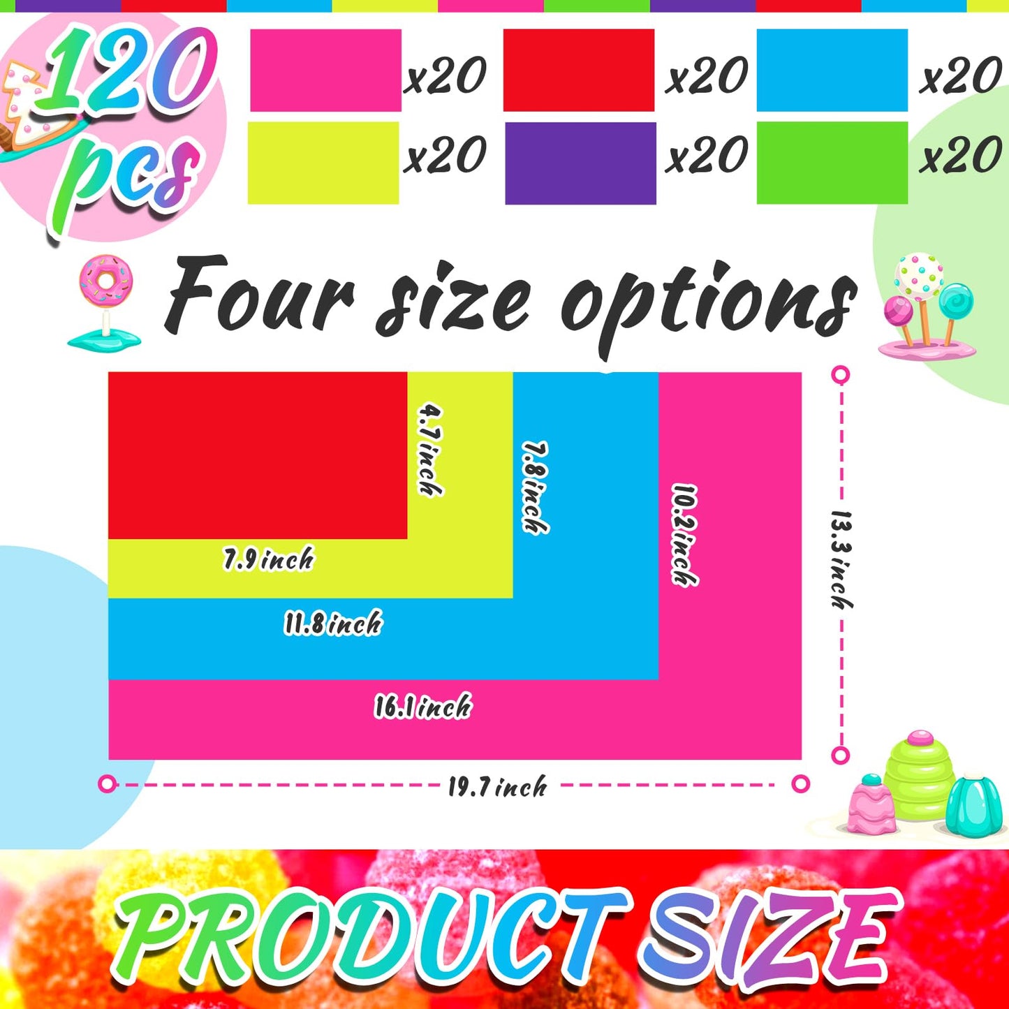 Skyygemm Colorful Candy Donut Floor Stickers – 120 PVC Runway Floor Decals for Hallways and Parties (16.1 x 10.2 in)
