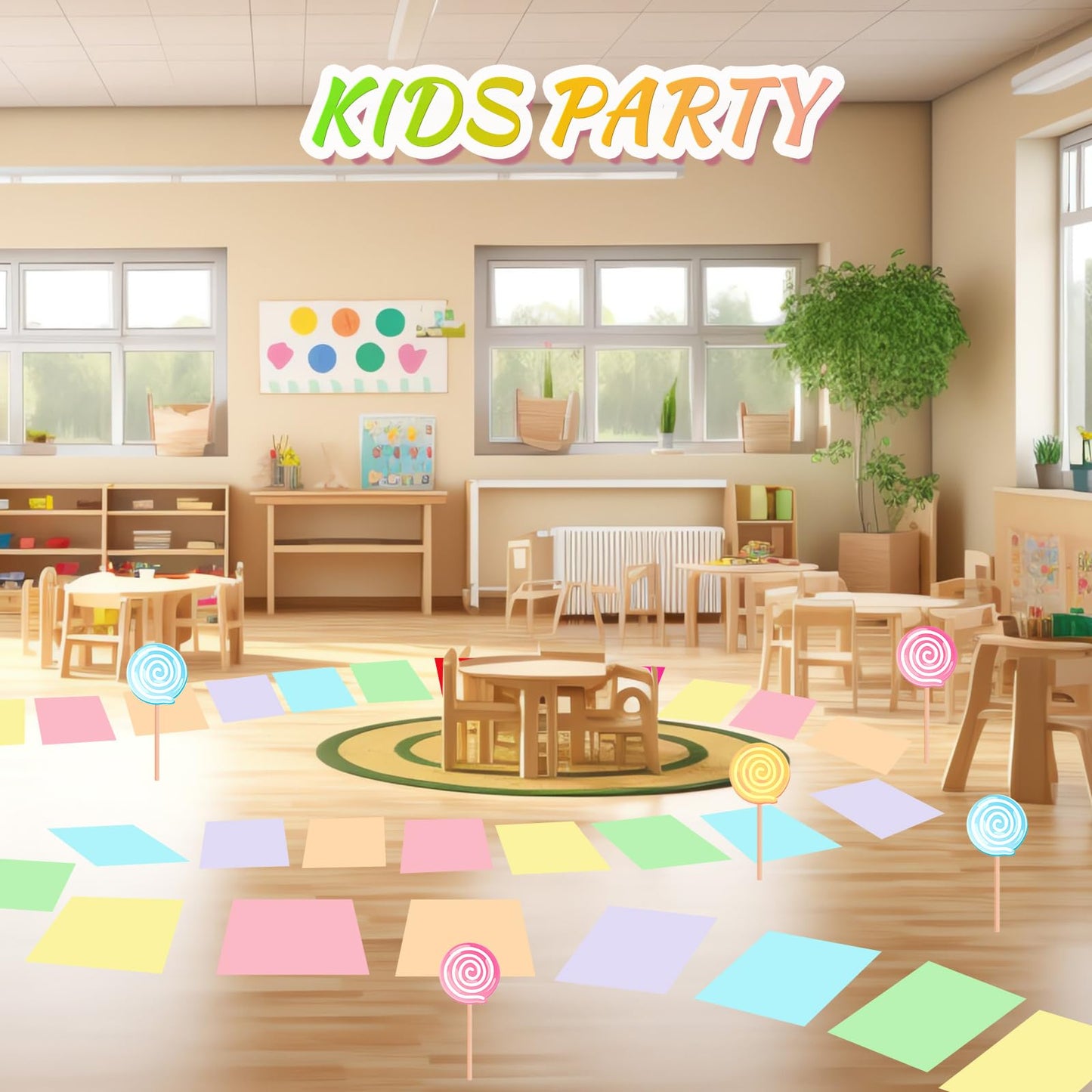 Skyygemm 30 Pcs Pastel Floor Stickers – 16x10 Inch PVC Pathway & Party Decals