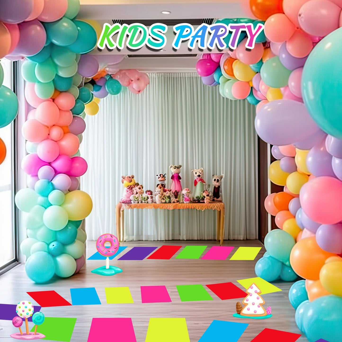 Skyygemm Candy Donut Floor Stickers - Colorful PVC Rug (60 Pcs, 16.1x10.2 in)