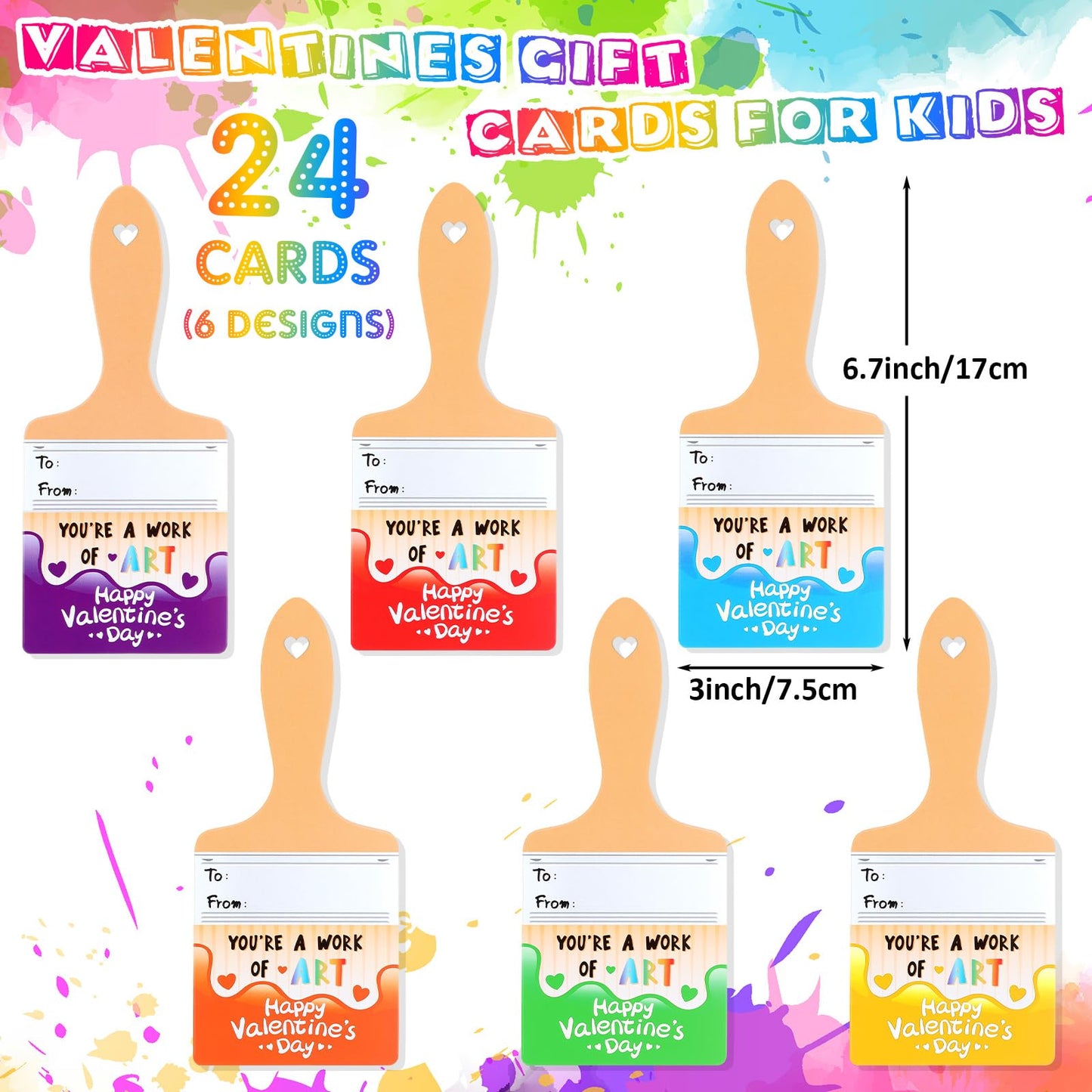 Skyygemm 24-Piece Kids Valentine Art Gift Set | Mini Canvas, Easel & Watercolors