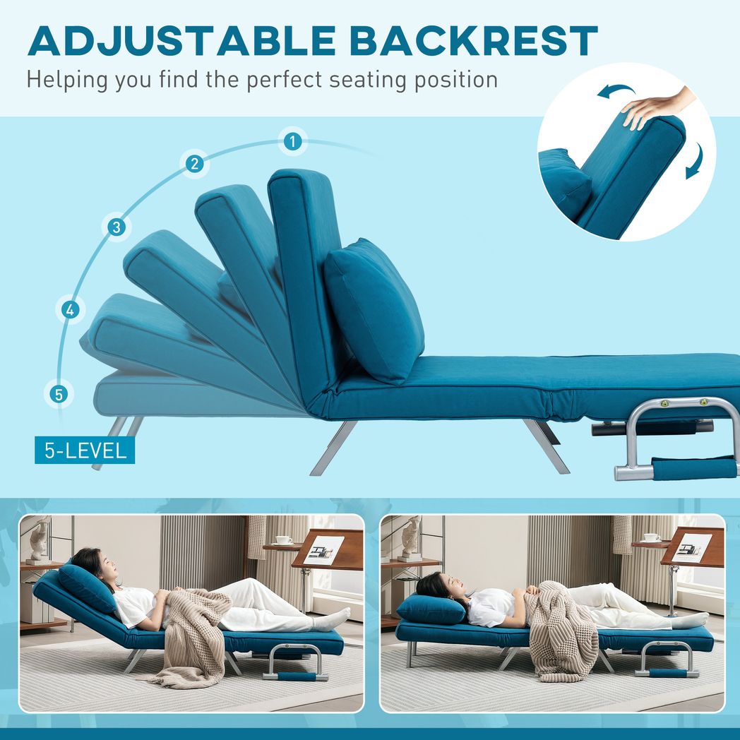 HOMCOM Single Folding 5 Position Convertible Sleeper Chair Bed
