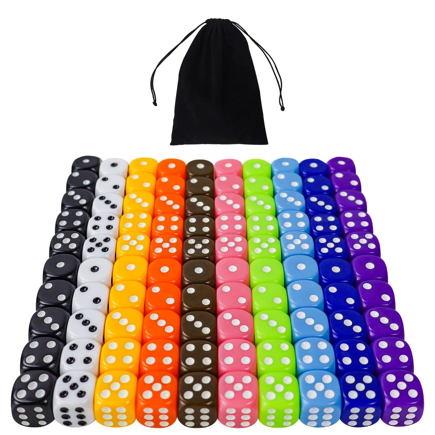SLAKOZYT 6-Sided Dice Set – 100 Pieces, 10 Colors, 16mm Acrylic Dice for D&D, MTG, RPG
