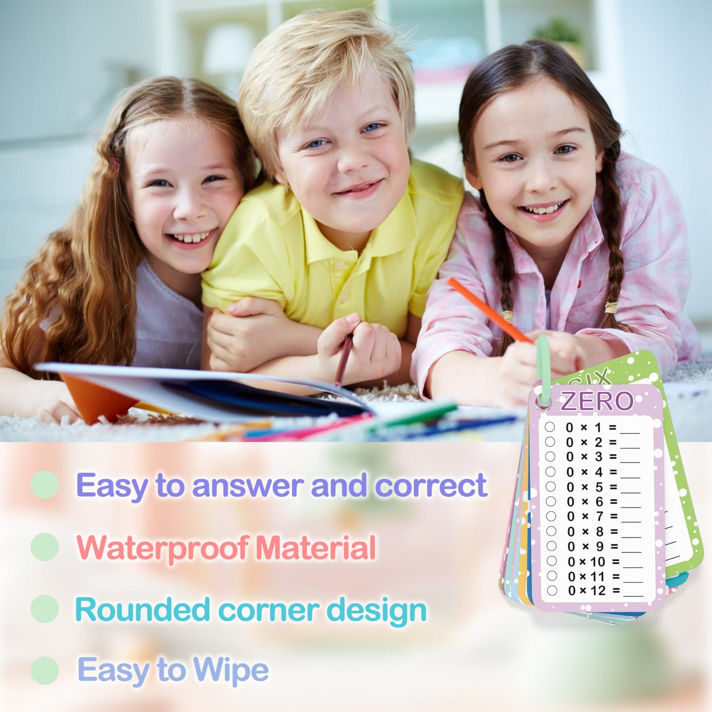 Slapaflife Multiplication Flash Cards 0-12 | 13-Piece Set with Markers & Rings for 1st–3rd Grade