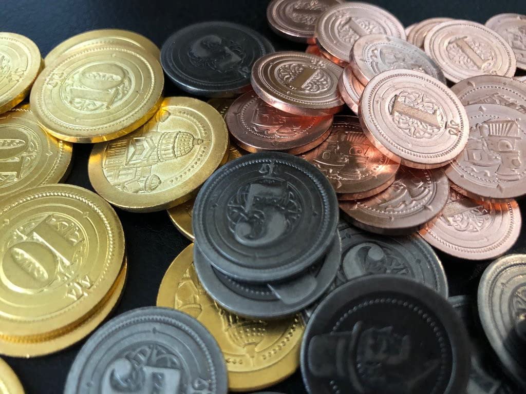 Sleeve Kings 50 Metal Coin Board Game Upgrade Set – Industrial Coins