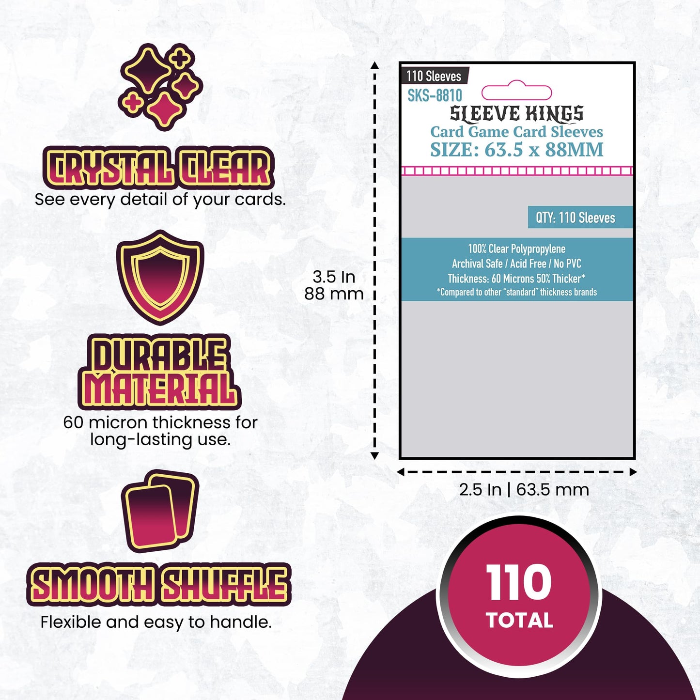 Sleeve Kings 63.5x88mm Clear Sleeves – 110ct Pack | Premium PP Card Sleeves