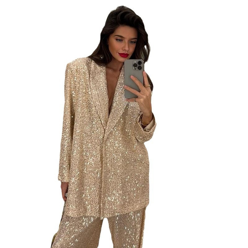 Elegant Sequin Top Pants