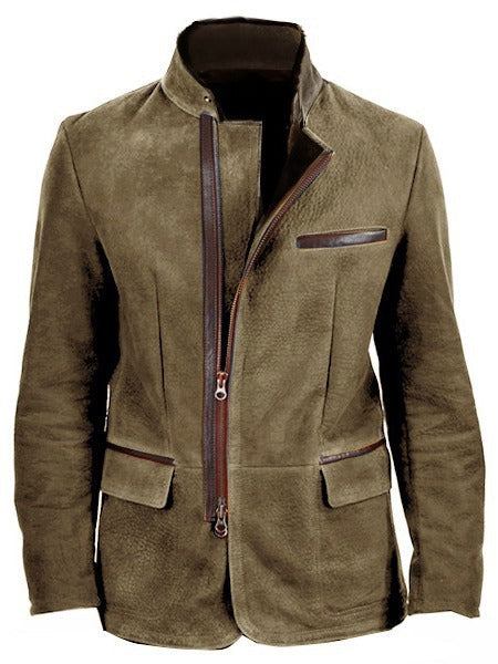 New Men's European And American Fashion Vintage Jacket Stitching Top