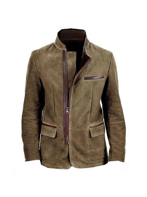 New Men's European And American Fashion Vintage Jacket Stitching Top