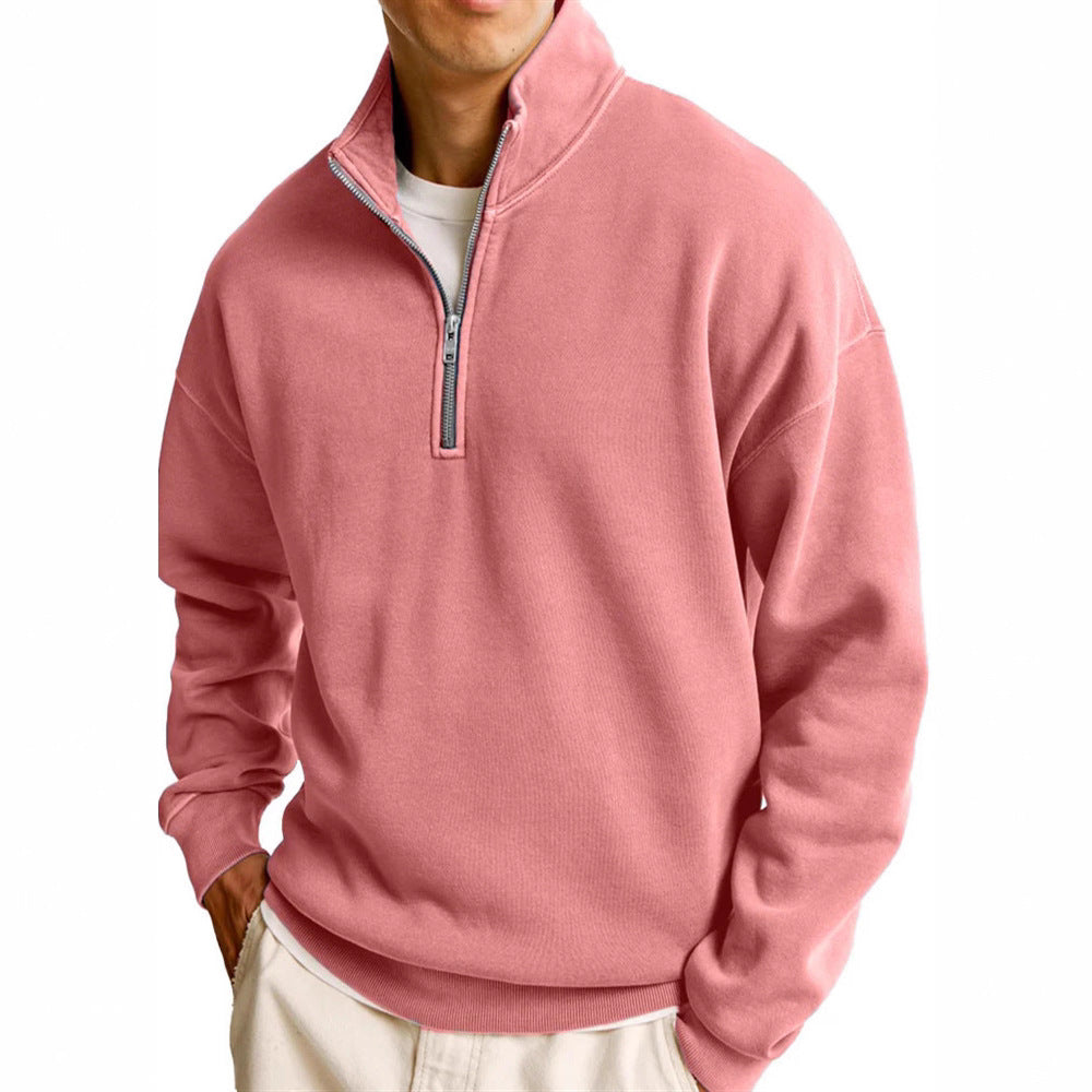 Half-Zip Stand Collar Long Sleeve Sweater