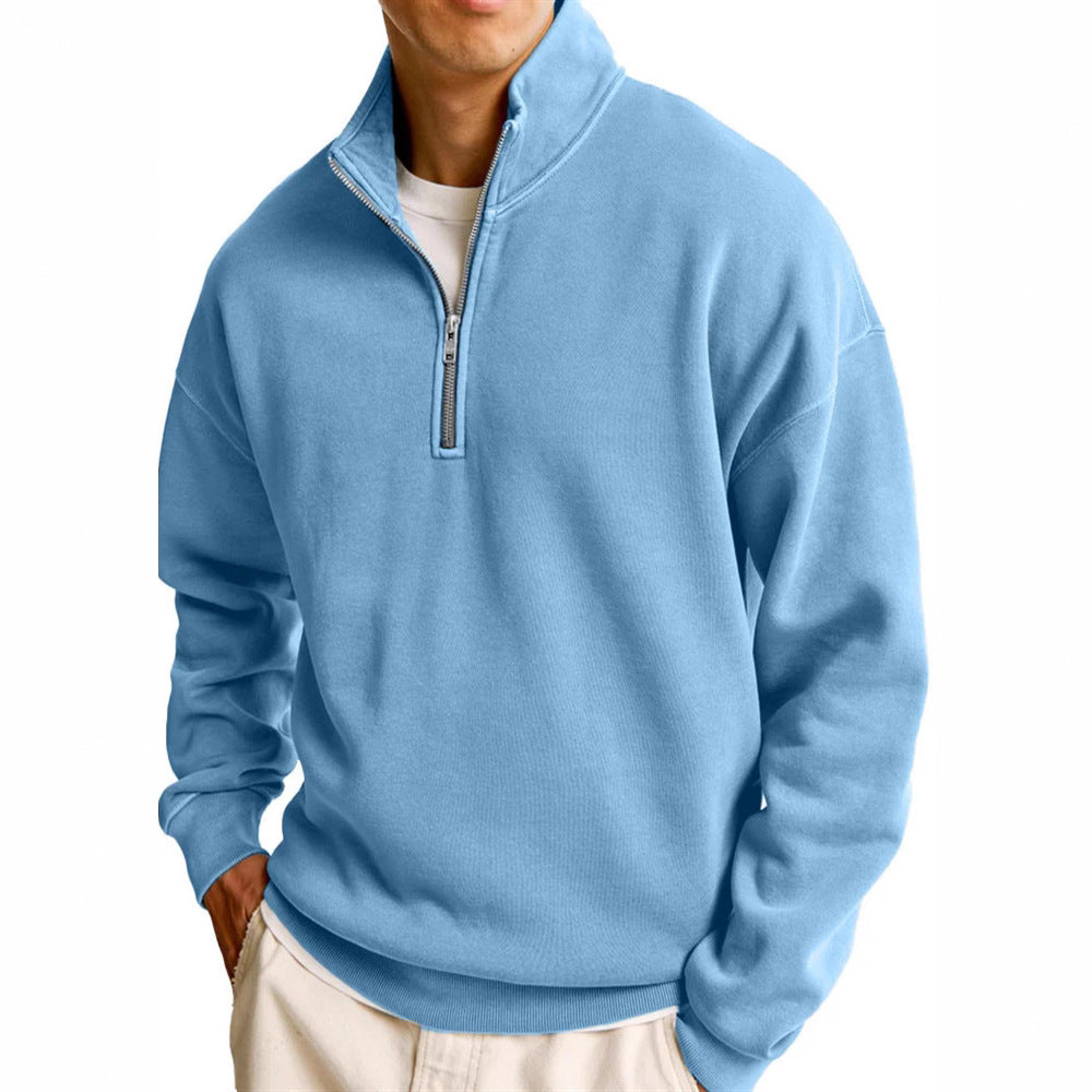 Half-Zip Stand Collar Long Sleeve Sweater