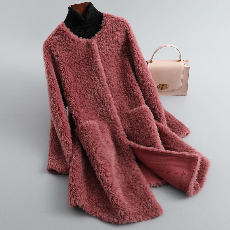 Particulate Sheep Sheared Fur Women'S Coat