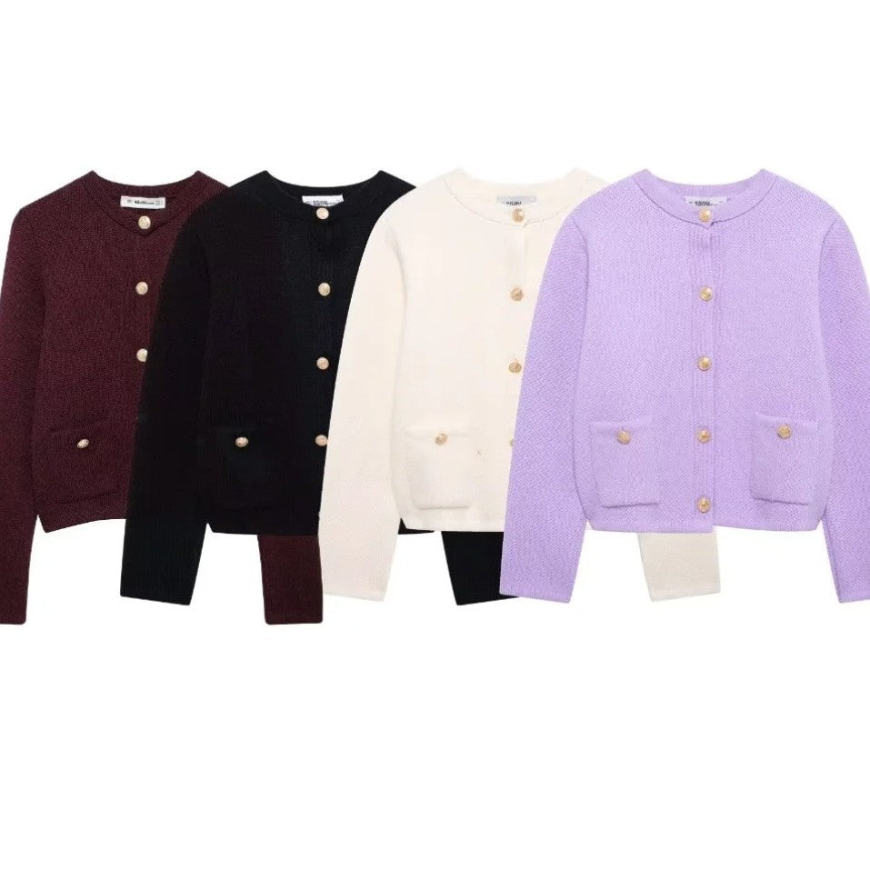 Gold Buckle Knit Coat