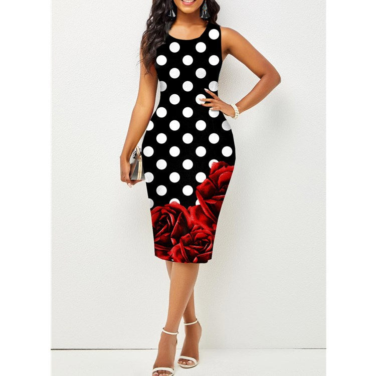 Sleeveless Printed Hip Dress