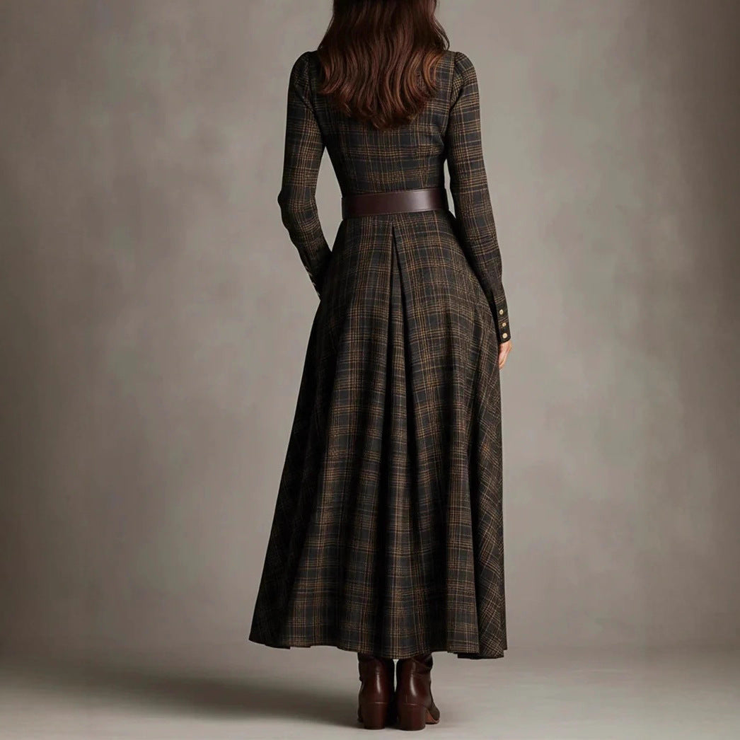 Lapel Waist Shirt Long Dress