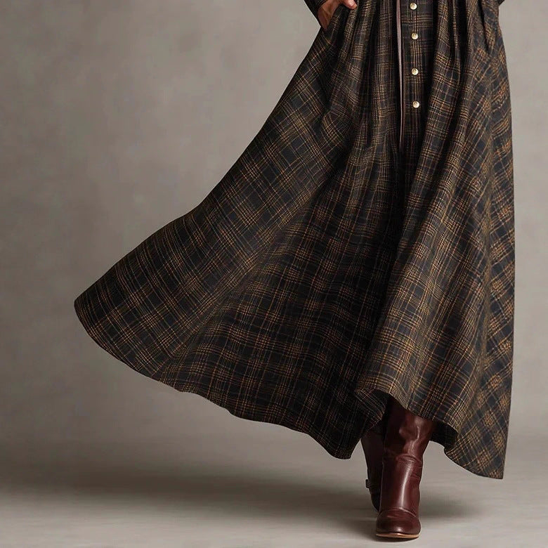 Lapel Waist Shirt Long Dress