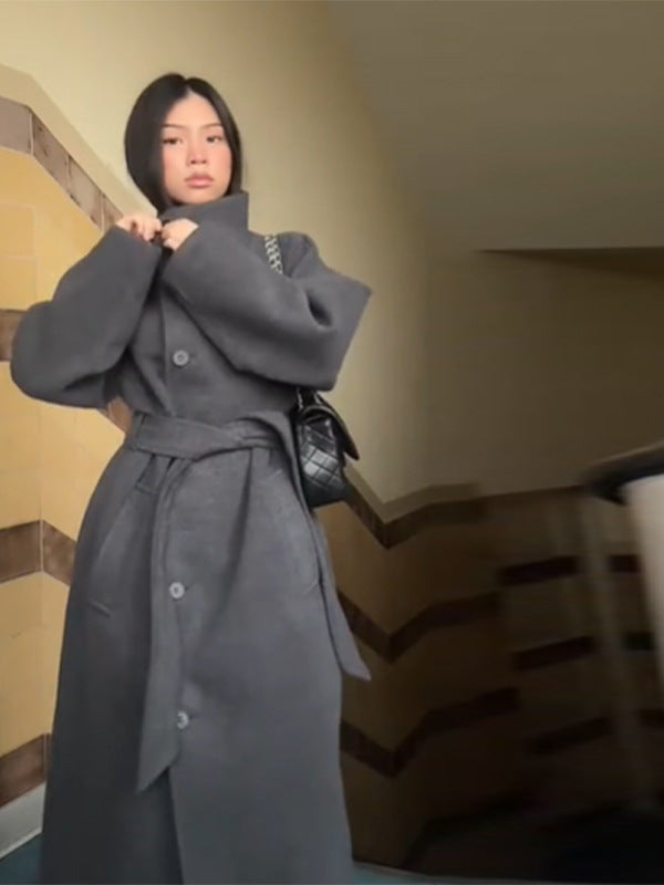 Lace-Up Collar Coat