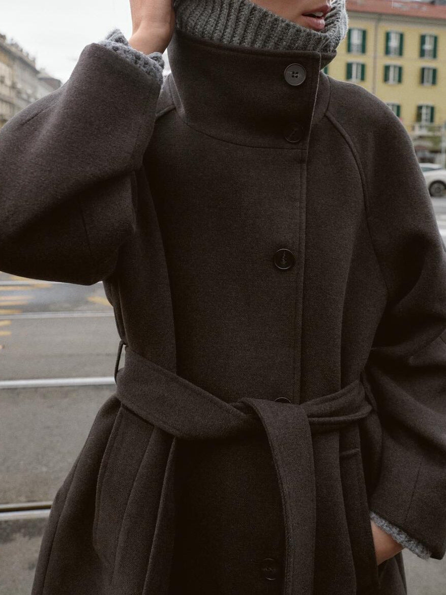 Lace-Up Collar Coat