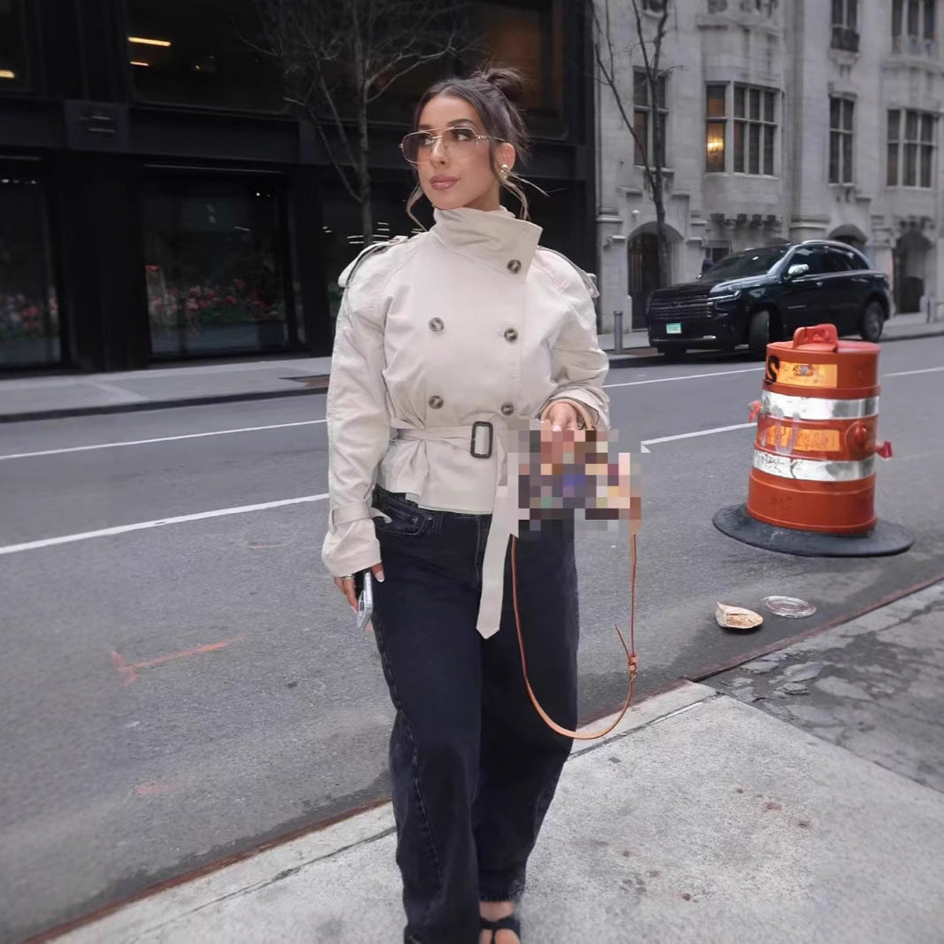Double-breasted trench coat short coat