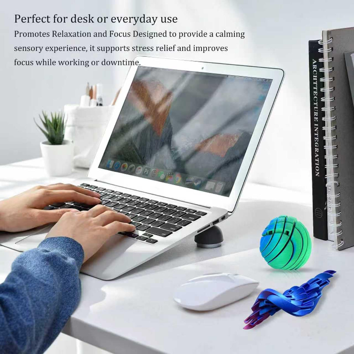 3D Printed Slime Ball Fidget Toy – Gear Ball with Liquid Flow for Focus & Relaxation | Blue Green