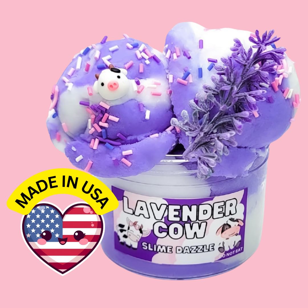 Slime Lavender Cow Cloud Slime – Lavender Scented Drizzly Cloud Slime 8 oz, Made in USA