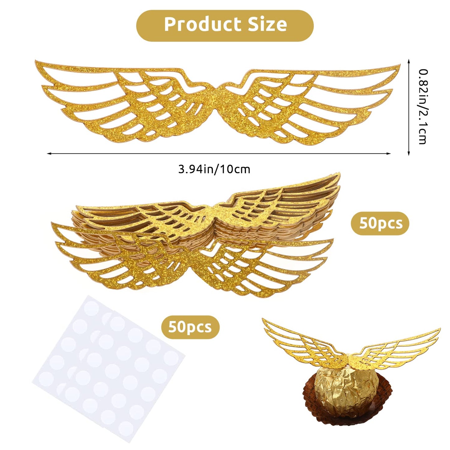 Sliverdew 50PCS Wizard Party Wings Cupcake Toppers – Golden Wafer Chocolate Decoration Set