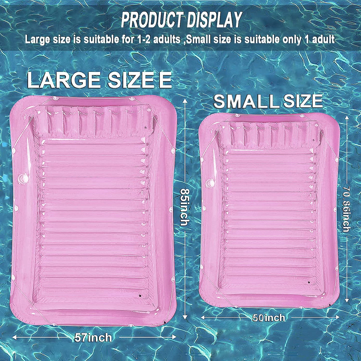 SLLAK Inflatable Pool Floats Lounger for Adults – Pink 85x57 in with Headrest & Drink Pockets